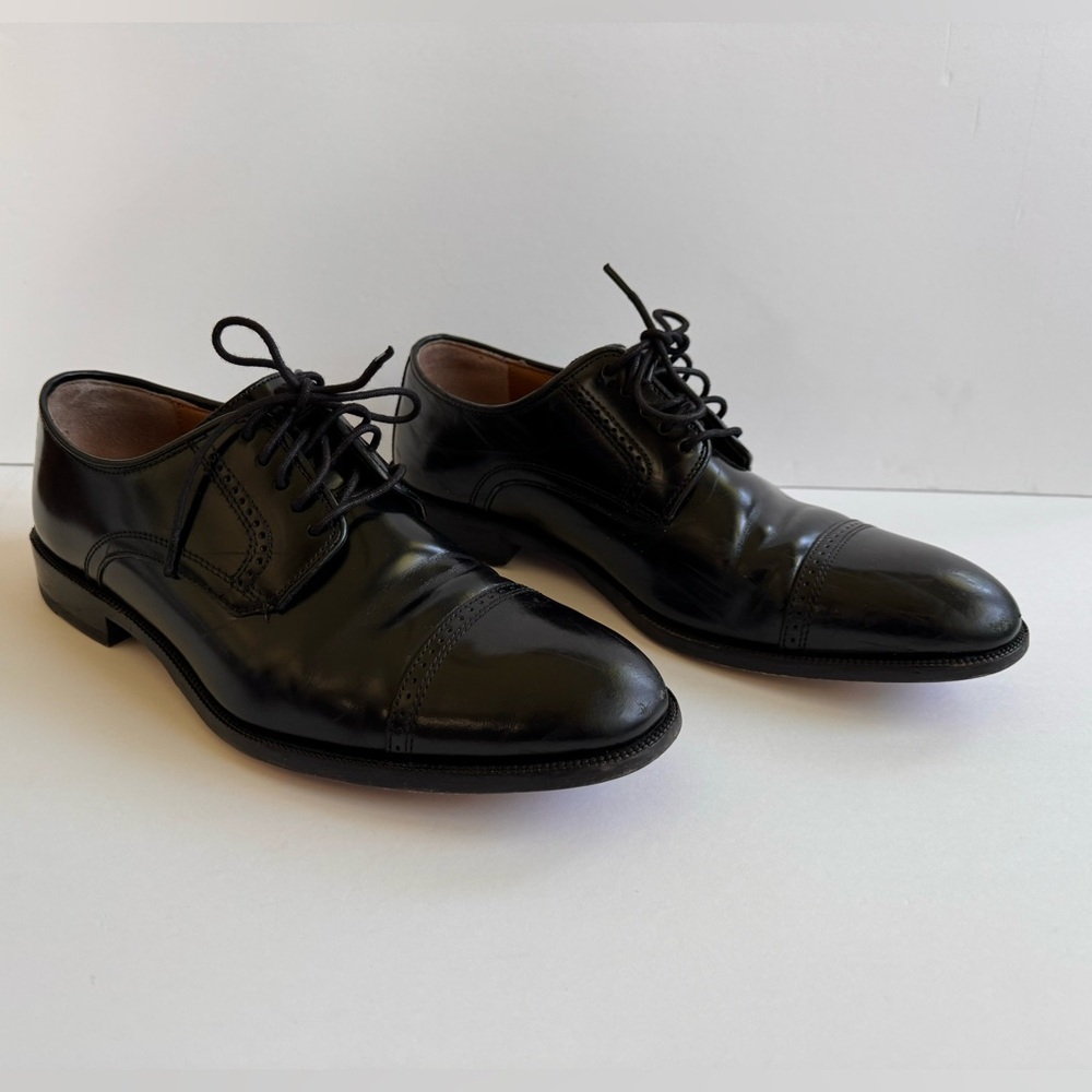 Johnston & Murphy Bradford Cap Toe Dress Shoes Black Leather